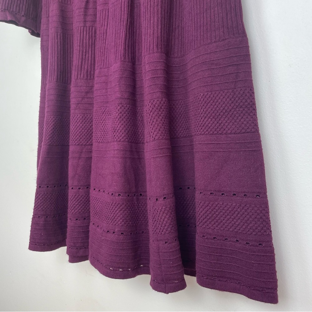 Eliza J Plum Purple Textured Knit Fit & Flare Dress XL - Picture 3 of 5